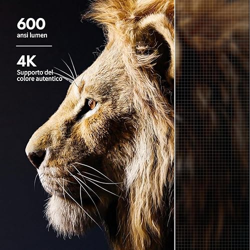 30000 lumens Proiettore 4K, AMEELA videoproiettore con WiFi e Bluetooth, Proiettori 1080P per Home Theater Dolby Audio, 50% Zoom/300' Display compatibile con Fire/TV Stick/Smartphone/PS5 - Fashionser
