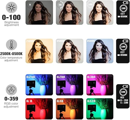 Pixel G1s Luce Video RGB, LED Fotografia Batteria integrata da 12W, 2500K-8500K CRI≥97 Luce Video, 360° a Colori e 12 scene di Luce, Corpo in Lega di Alluminio - Fashionser