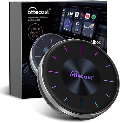 OTTOCAST P3 AI Box Carplay Android Auto Adattatore, OttoAibox Picasou3 8+128GB Android Auto Wireless Aibox Adapter per auto con CarPlay cablato Dal 2016 - Fashionser
