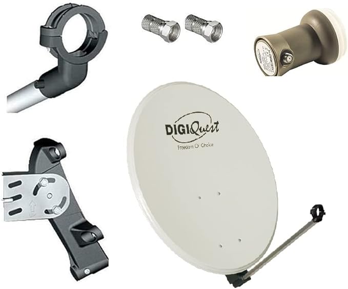 CAMPER KIT PARABOLA 60CM completo di due connettori, matassina 20mt (diametro 6,7mm) e LNB UNIVERSALE SINGOLO - Fashionser