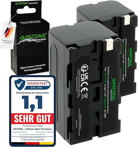 PATONA 2x PREMIUM NP-F750 Batteria 5200mAh compatibile con videocamere Sony, indicatori LED, illuminazione, luce video, monitor, fotocamera, Battery NP-F750 NP-F950 NP-F970 NPF550 NP F550 - Fashionser