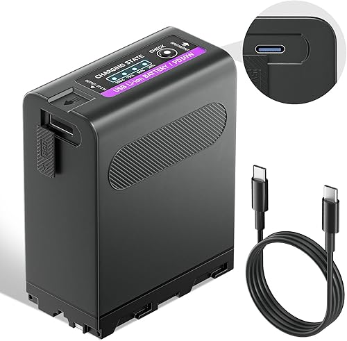 Batteria NP-F990 84,96Wh/11800mAh (PD30W USB-A e Tipo-c/USB-C) per Sony NP-F990 NP-F980 NP-F970 NP-F960 NP-F950 NP-F930 NP-F550 NP- F570 NP-F770 NP-F750 Batteria per videocamera, 2 pezzi - Fashionser