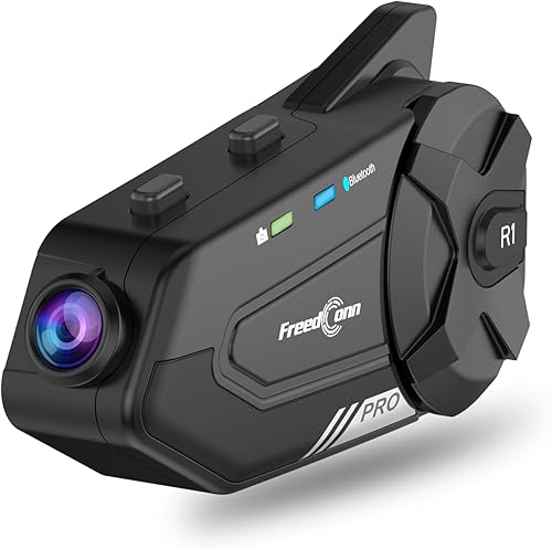 OBEST Cuffie Bluetooth per moto con fotocamera 2K, 1000 m, impermeabile walkie-talkie per 6 gruppi di conducenti con musica condivisa/Bluetooth 5.0/128G TF carte/microfono 2 in 1 - Fashionser