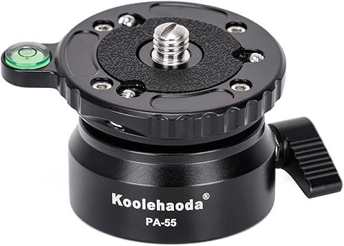 Treppiede Leveling Base,PA-55 Base di Livellamento Mezza Sfera, inclinazione 15°, con filettatura da 1/4' e livello a bolla offset per Canon, per Nikon e Fotocamere DSLR - Fashionser