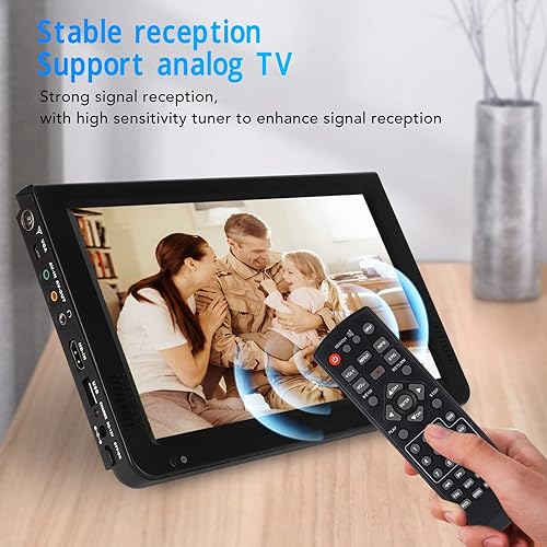 VBESTLIFE TV Digitale Portatile da 10 Pollici, Schermo TFT LED HD, per Auto, Roulotte, Campeggio, All'aperto o in Cucina, Batteria Integrata, Supporta TV Analogica, Scheda USB - Fashionser