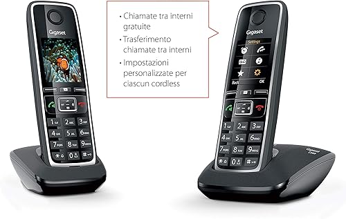 Gigaset C560 Duo - Due Telefoni Cordless per chiamate tra interni, trasferimento di chiamata, suonerie e rubrica personalizzabili, Vivavoce e display a colori [VERSIONE ITALIANA] - Fashionser