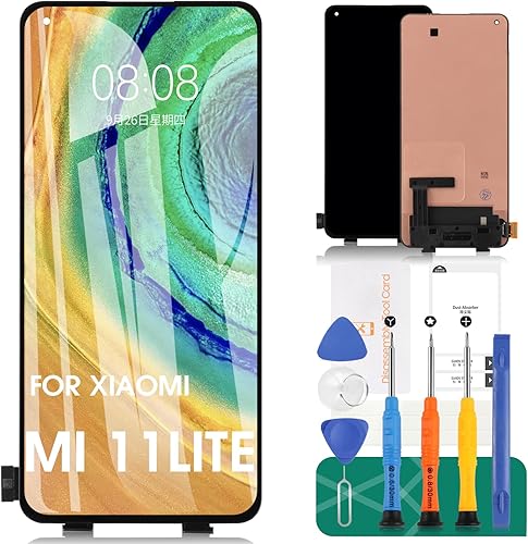 Per Xiaomi 11 Lite 5G NE Sostituzione Dello Schermo Per Mi 11 Lite Display LCD Per Xiaomi 11 Lite 5G NE Touch Screen Digitizer Assembly 2107113SG Kit di Riparazione (nero) - Fashionser