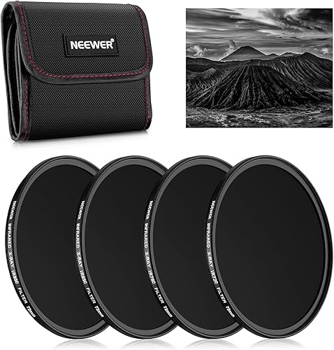 NEEWER Set di Filtri a Infrarossi 72mm, 4 Filtri IR per Raggi X IR720/IR760/IR850/IR950 con Custodia e Panno, Compatibile con Canon Nikon Sony Panasonic Fuji Kodak, le fotocamere DSLR Supportate IR - Fashionser