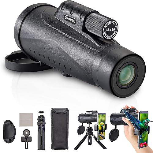Telescopio monoculare 12x50 per adulti e bambini ad alta potenza, compatto, tascabile, portatile, con smartphone, per caccia, bird watching, escursionismo, concerto, viaggi - Fashionser