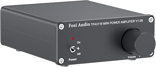 Fosi Audio V1.0B Compatto Amplificatore Audio, Chip TI TPA3116D2, 50Wx2, Mini Amplificatore HiFi Stereo, 2.0 Canali Class D Integrato, Stile Retrò anni '70 e '80, per Sistema HiFi, Diffusori Passivi - Fashionser
