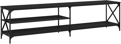 vidaXL Mobile Porta TV Nero 200x40x50cm in Legno Multistrato e Metallo, Mobile Porta TV, Mobile dispositivi multimediali, Mobile HiFi, unità TV - Fashionser