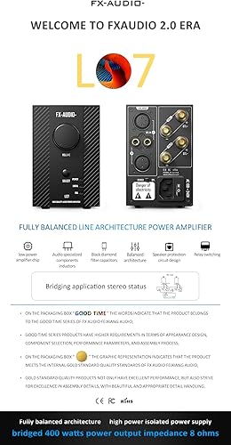 FX-Audio- L07 Stereo Audio Amplificatore 200W x2 MA5332MS 2 Canali Classe D Power Amplificatore Bridgeable BTL 400W Hi-Fi Fully Balanced Amplificatore per altoparlante passivo Bookshelf desktop Home - Fashionser