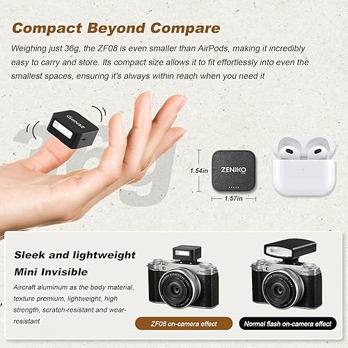 ZENIKO ZF04 Mini Flash Speedlite per fotocamera Camera Flash CCT 6500k±200k 372 flash a piena potenza 2 livelli di potenza Compatibile con Canon Nikon Sony Fuji Olympus Panasonic(nero) - Fashionser