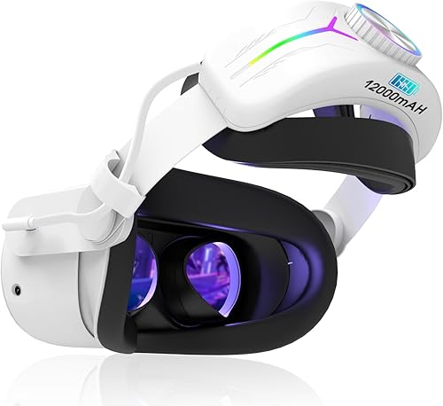 Eyglo RGB Cinturino Compatibile con Quest 3S, Sostituzione Cinturino Elite Quest 3S con Batteria 12000mAh, Miglioramento del Comfort e del Supporto VR, Accessori per Quest 3S, Tempo di Gioco - Fashionser