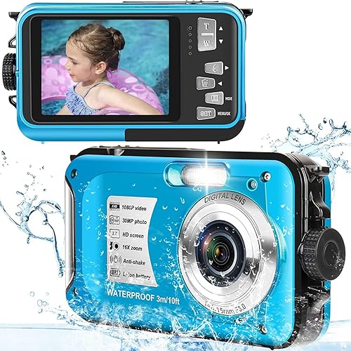 Fotocamera subacquea 10FT 1080P Full HD 30MP Macchina Fotografica Subacquea con scheda da 32 GB Zoom Digitale 16X Fotocamera Subacquea per lo snorkeling - Fashionser
