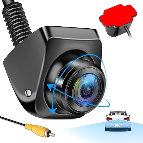 AHD 1080P Telecamera di Retromarcia Grandangolare 180° Telecamera Posteriore per Auto Girevole a 360° Installazione Senza Foratura Retrocamera per Camper IP69K Impermeabile Visione Notturna - Fashionser