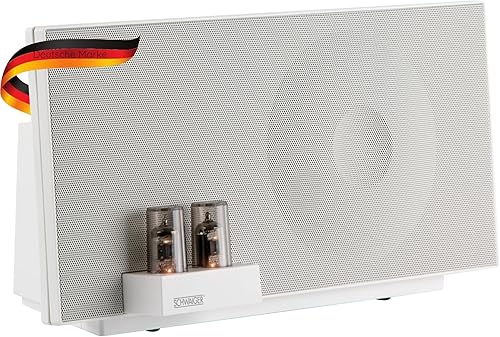SCHWAIGER 658149 Amplificatore a valvole per altoparlanti HiFi 37W RMS con Bluetooth, NFC, AUX, USB, Phono bianco - Fashionser