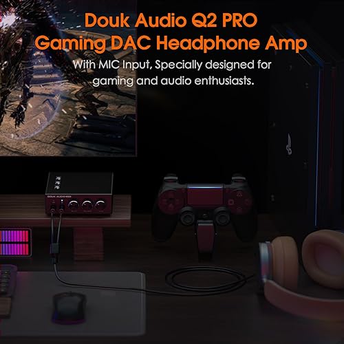 Douk Audio Q2 PRO PC Gaming DAC - Amplificatore per cuffie con USB e ottica e ingresso MIC per PS4, computer, Mac - Fashionser