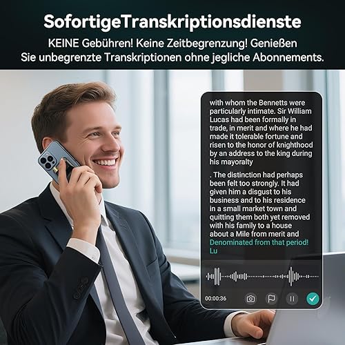 Note AI Registrazione vocale digitale One Touch con scheda da 64 GB, supporto 134 lingue trascrizione a testo,Riassumere, Registratore Audio per riunioni, interviste,lezioni - Fashionser