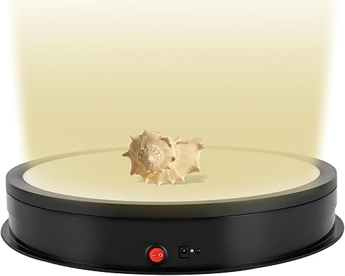 MEHOOSPVN Piatto girevole elettrico, 42 cm, 50 kg, piatto girevole automatico con telecomando, piatto girevole a 360 gradi, per fotografia, display con luce LED, nero - Fashionser