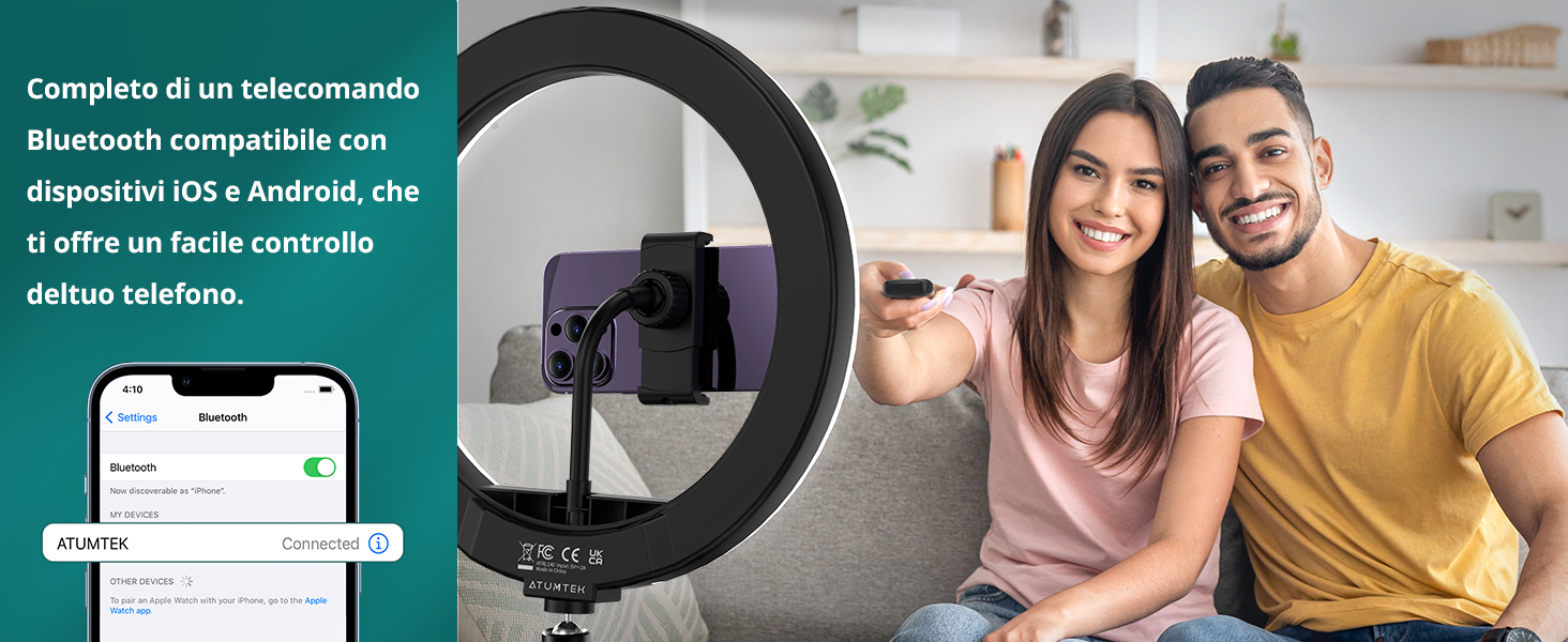 luce ad anello led con treppiede