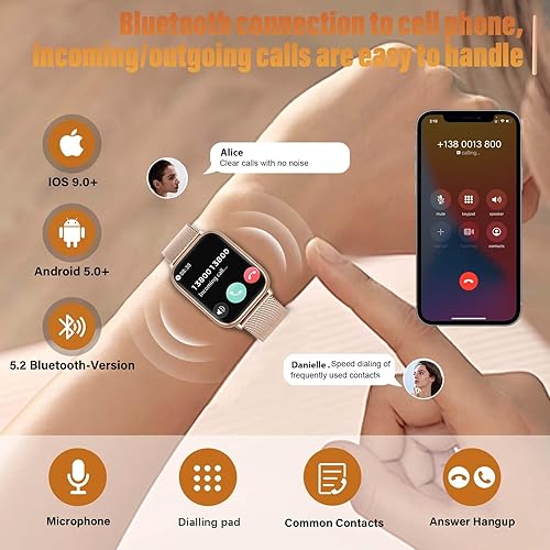 Smartwatch Donna, 1.83' Fitness Orologio con Effettua/Risposta Chiamate, con SpO2, 24H Cardiofrequenzimetro, Sonno, Ciclo Mestruale, Contapassi, 100+ Modalità Sportive, per iOS Android (rose gold) - Fashionser