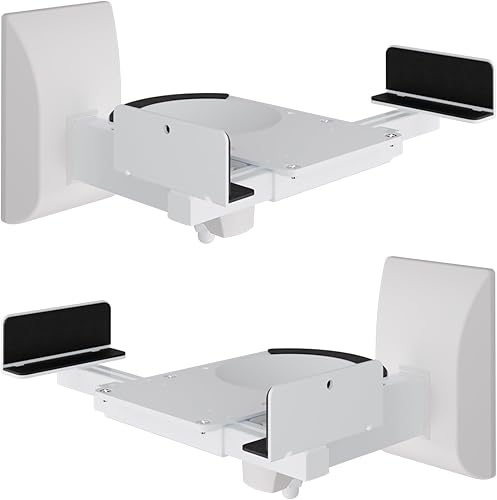 suptek Dual Side Clamping Libreria Supporto da parete per altoparlanti ambientali di grandi dimensioni, può contenere fino a 30 kg SPM201XLW - Fashionser