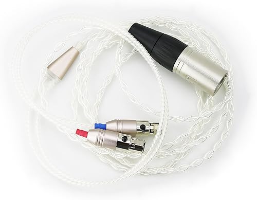 Ablet HIFI, cavo XLR a 4 poli bilanciato maschio, compatibile con Audeze LCD-2, LCD-3, LCD-4, LCD-X, LCD-XC, cavo audio sostitutivo e di aggiornamento placcato argento per cuffie - Fashionser