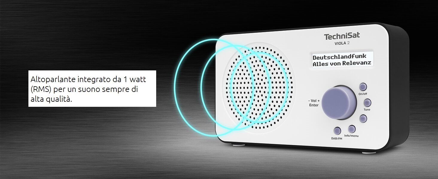 Altoparlante integrato da 1 watt (RMS) per un suono sempre di alta qualità.