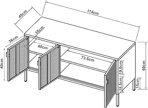 Mobile TV a 3 Ante Traforate Mobile Basso Porta TV con Foro Passacavi Stand TV Centri Multimediali 114 x 40 x 60 cm Bianco - Fashionser