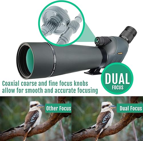 Svbony SV411 Doppio Fuoco Cannocchiale 20-60x80 con Treppiede, Prism porro Ottica FMC, Impermeabile Angolato Telescopio Spotting Scope for Birdwatching, Animali selvatici - Fashionser