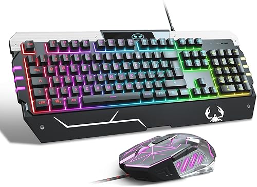 Anivia [IT Layout] Set di mouse e tastiera da gioco RGB 7-Color LED retroilluminazione tastiera USB per Mac Laptop - Fashionser