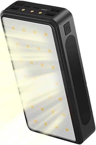 Caricabatterie Solare da Campeggio - Caricabatterie Solare Leggero con Pannello Solare | Batteria Esterna del Caricatore del Telefono Cellulare Durevole per Tablet - Fashionser