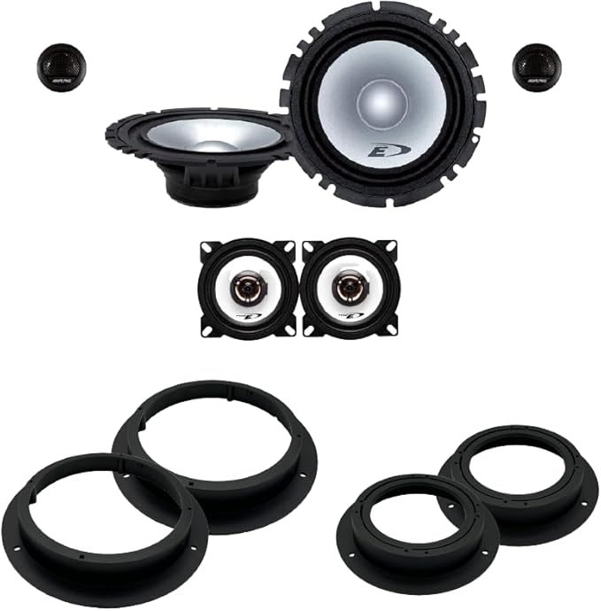 Kit 6 Casse ALPINE SXE-1750S + SXE-1025S per Mercedes Classe A/Classe B dal 2005 al 2012 con 2 Supporti Anteriori e 2 Supporti Posteriori - Fashionser