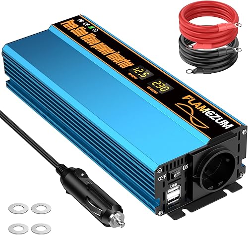 Convertitore di tensione 1000w 12v a 230v Inverter onda sinusoidale pura con 1 presa UE e 2 caricabatterie da auto USB Inverter solare di potenza Convertitore DC AC Convertitore di corrente - Fashionser