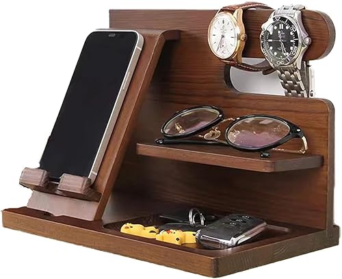 SOSINYA Regalo Uomo Compleanno,Supporti,Regalo per papà,Docking Station di legno per Smartphone Portafoglio Holder,Natale,Orologio Holder,Regalo di compleanno per Uomo Marito (A) - Fashionser
