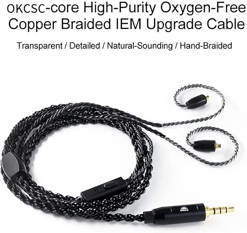 Cavo MMCX,OKCSC Cavo di ricambio per auricolari staccabili,Cavo di aggiornamento placcato argento 6 core per Shure se215 se315 SE535 con microfono - Fashionser