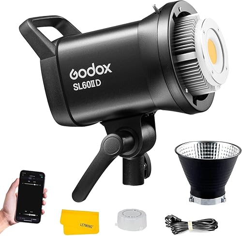 Godox SL60IID Luce video LED, 70ws 5600K COB Luce diurna, APP/2.4G Controllo wireless Regolare la luminosità, Illuminazione a LED ad uscita continua con montaggio Bowens e telecomando RC-A6 - Fashionser