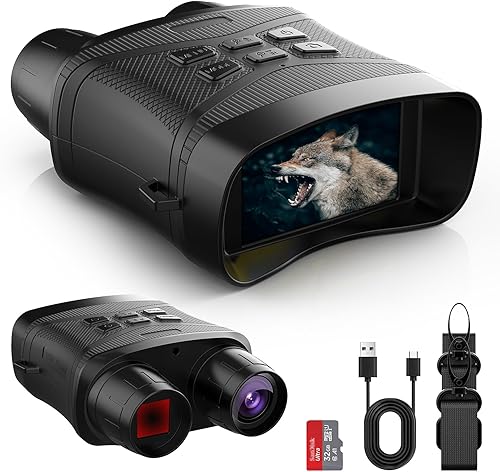Coolifepro Visione Notturna, 4K 42MP con Batteria Ricaricabile da 5000mAh Binocolo Visione Notturna 3' TFT LCD 5X Digitale Zoom 7-Livelli Infrarossi Vista 300M al 100% Buio Binocolo Con Scheda 32GB - Fashionser