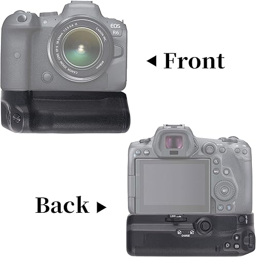 Hersmay Impugnatura verticale R6 per fotocamera DSLR Canon EOS R5 R5C R6, sostituisce il supporto batteria Canon BG-R10 per un massimo di due batterie LP-E6 LP-E6NH LP-E6N - Fashionser