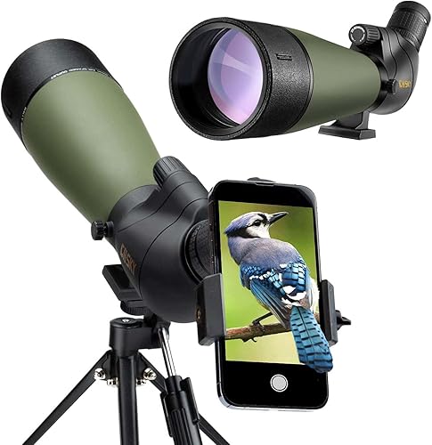 Gosky aggiornato 20-60x80 cannocchiale con treppiede, borsa trasporto: cannocchiale angolato BAK4 tiro al bersaglio, caccia, bird,watching (supporto telefono + supporto SLR compatibile con Canon) 1 - Fashionser