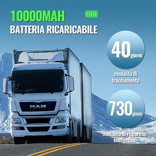 LNCOON Localizzatore GPS per Auto, 10000MAH 4G LTE Tempo Reale GPS Tracker, Localizzatore Magnetico Impermeabile IP65 per Noleggio Auto, Gestione Flotta, Bagagli Localizzazione - Fashionser