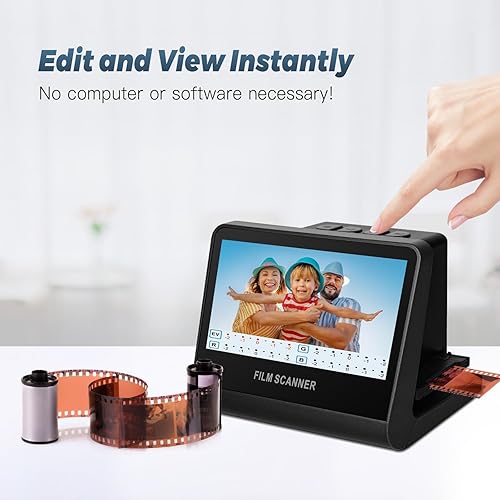 Jerbiaby Scanner digitale per pellicola con grande schermo LCD da 5 pollici, All-in-One 22 MP Film & Slide Scanner converte 35 mm/126KPK/110 Film e 135/126KPK/110/Super 8 diapositive in foto digitali - Fashionser