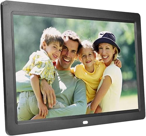Cornice fotografica digitale da 12 pollici, cornice elettronica con telecomando, 1280 x 800 HD, intelligente digitale, montaggio a parete, funzione calendario, telecomando (nero) - Fashionser