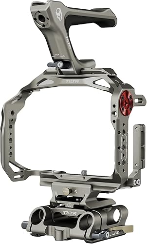 TILTA Gabbia per fotocamera compatibile con Canon R6 Mark II Kit base con impugnatura superiore compatta NATO, adattatore per base LWS e base universale LWS da 15 mm - Grigio TA-T45-A-TG - Fashionser
