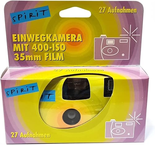 PHOTO PORST - 7 fotocamere usa e getta Edition Spirit in verde, multicolore, con flash, batterie e pellicola (confezione da 7, 27 scatti) - Fashionser