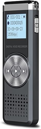Registratori Vocali Digitali, KINPEE 16GB Registratore Audio Portatile Registratore di Suoni Registratore Attivazione Vocale Dittafono Registratore Tascabile per Lezioni Universitarie - Fashionser