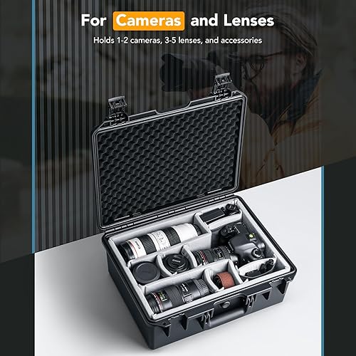 Lykus PVC1 Valigia Custodia Case rigida impermeabile con divisori imbottiti per fotocamere, obiettivi, droni DJI Mavic/Air/Mini duali - Fashionser