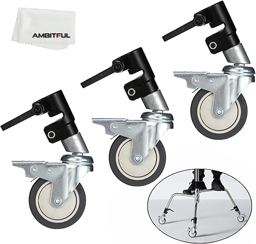 Ruote Professionali per Supporto C - Diametro 25 mm, 75 mm, 360° Regolabili Con Funzione di Bloccaggio - Per Studio Fotografico e Video - Fashionser