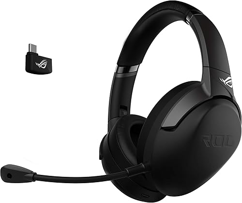 ASUS ROG Strix Go Cuffia Gaming Wireless, 2.4 GHz, Audio Alta Risoluzione, Microfono Cancellazione Rumore, Design Leggero, USB-C, 3.5mm, PC, Mac, Switch, Xbox One, PS4/PS5, Dispositivi Mobile, Nero - Fashionser